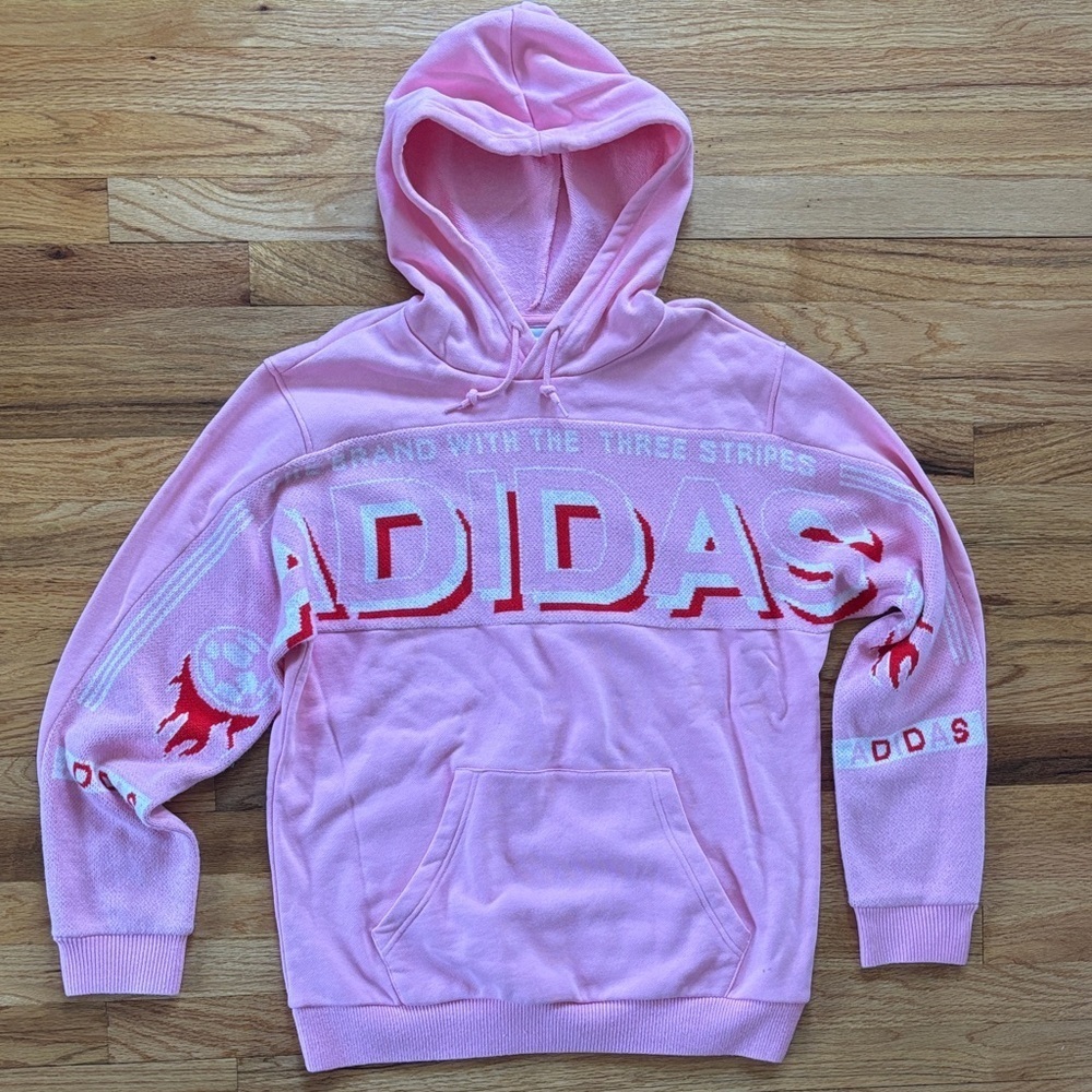 Adidas Soccer Scarf Pullover Hoodie Women’s Medium Pink Oversized Unisex
